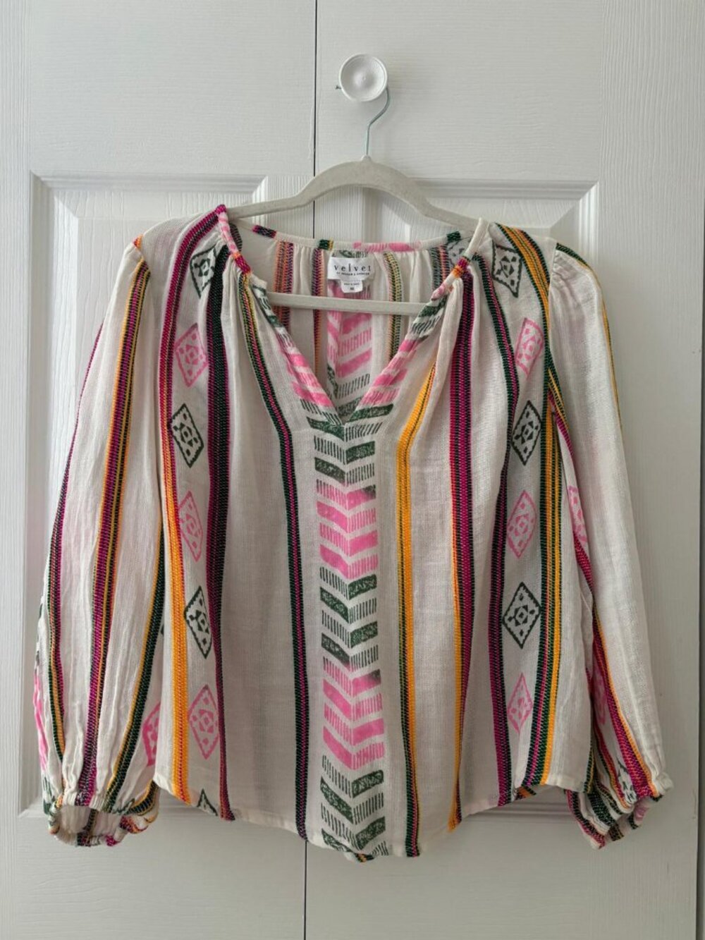 Velvet by Graham & Spencer Beth Jacquard Blouse Womens XS NWOT